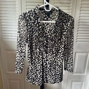 INC International Concepts Polka Dot Ruffle
Blouse Black White Medium Romantic